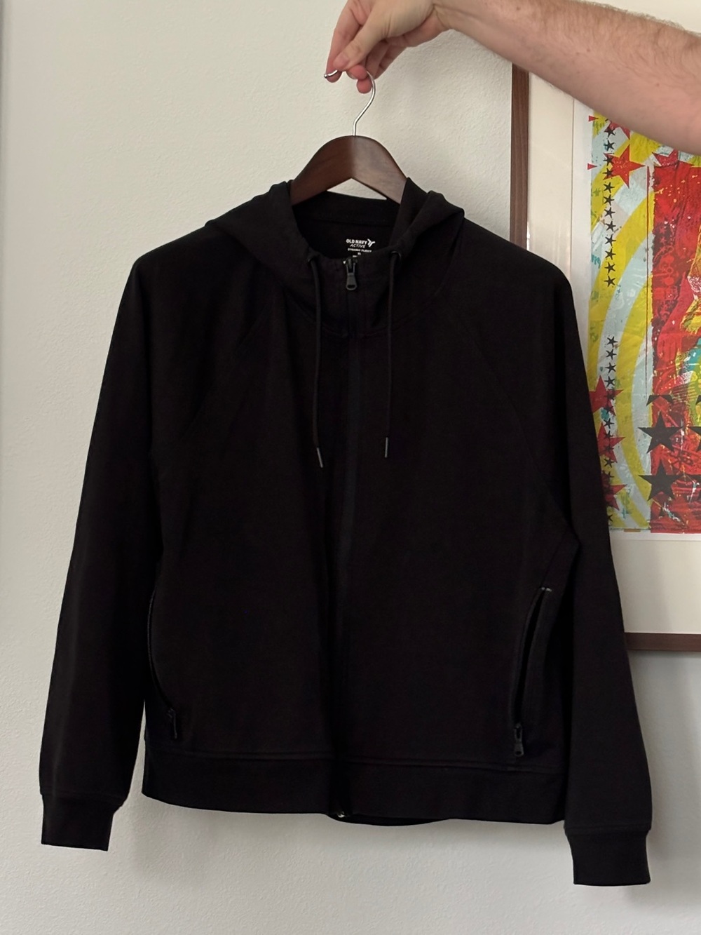 Old Navy Black Zip-Up Hooded Sweatshirt
